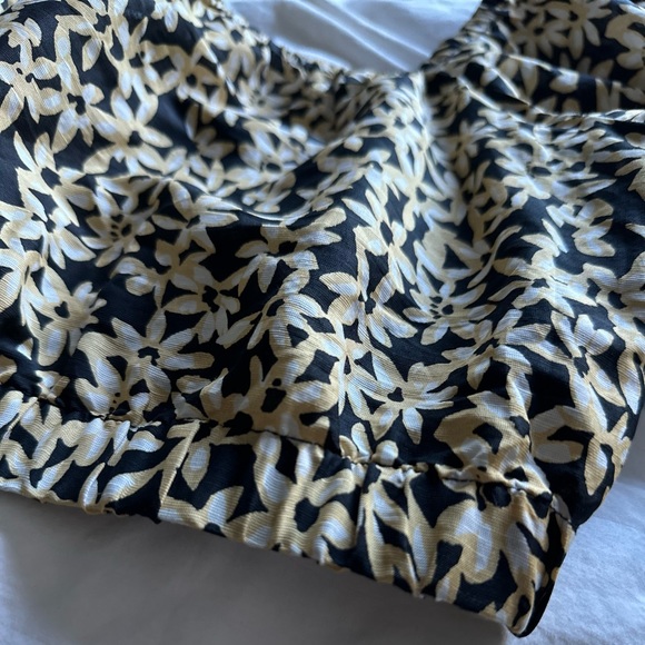 & Other Stories Women’s Yellow Floral Printed Puff Sleeve Crop Top Size Medium - Picture 7 of 8